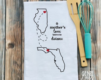 Personalized Mother's Day State Kitchen Towel, Long Distance Gift