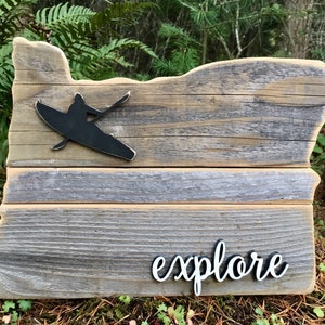 Kayak Gifts, Kayaking Gifts, ANY USA STATE, Kayak, Kayaker, Kayak Signs, Kayak Decor, Kayak Art, Oregon Wood Sign, Oregon Wall Art