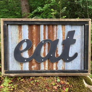 FREE SHIPPING, Eat sign, Rustic Eat Sign, Kitchen Decor, Diner Art, Dining Room Wall Decor, Restaurant Sign, Restaurant Decor, Patio Decor