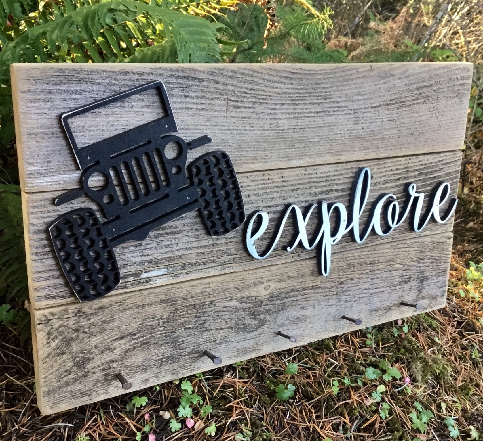 Jeep Decor Explore Sign Jeep Sign With Hooks Jeep Grill Etsy