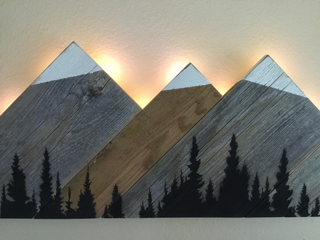 Lighted Mountain Art, Mountain Decor,mountains, Mountain Art, Central