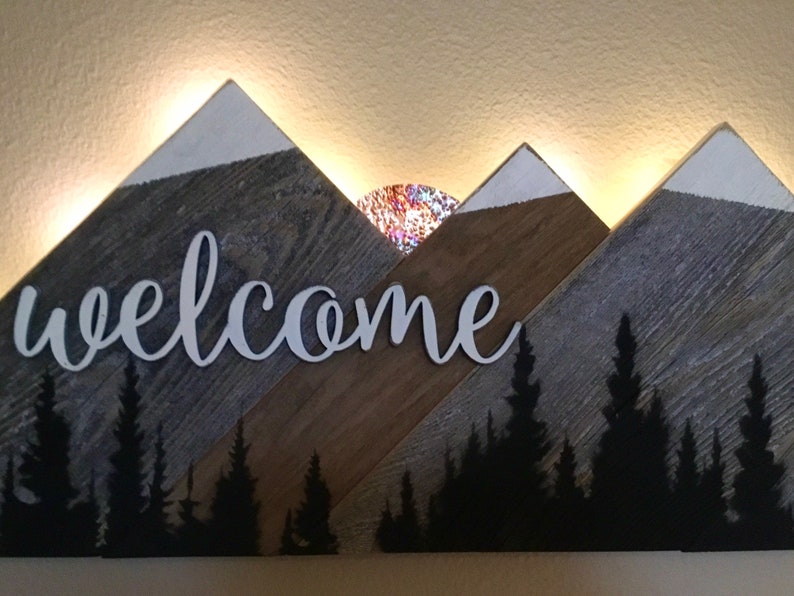 Mountain Wall Art Mountain Decor Lighted Mountain Art Etsy