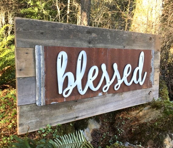 Large Blessed Sign Blessed Signs Blessed Sign Thankful | Etsy