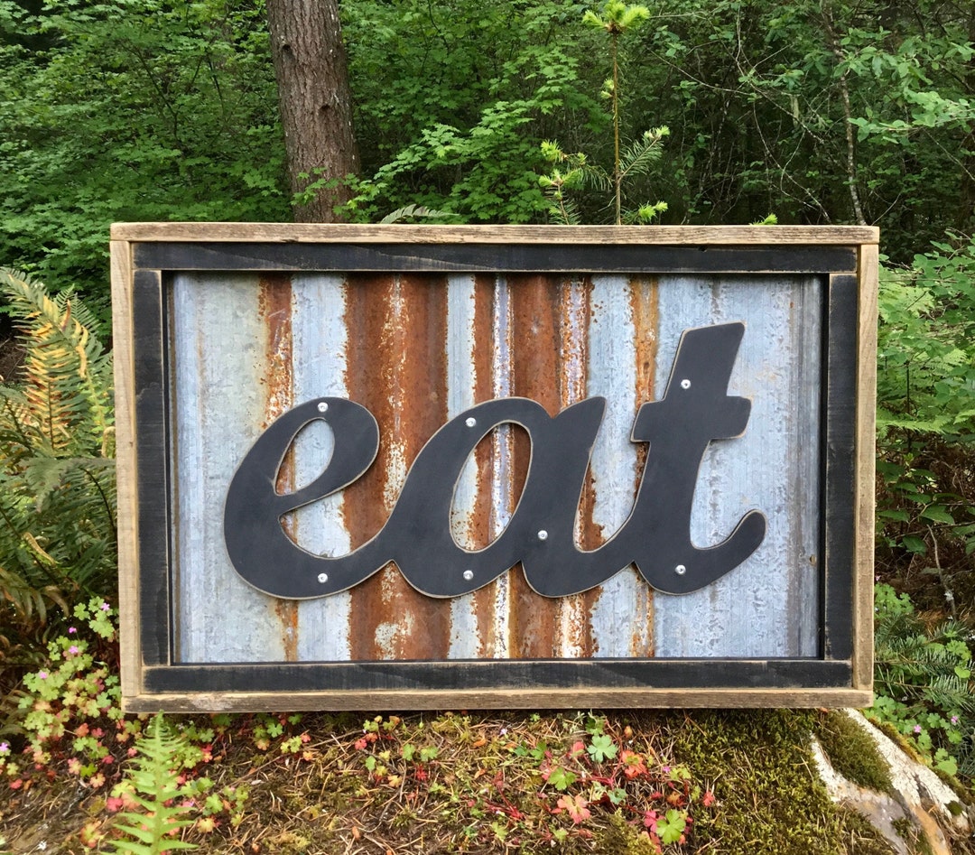 FREE SHIPPING, Eat Sign, Rustic Eat Sign, Kitchen Decor, Diner Art ...