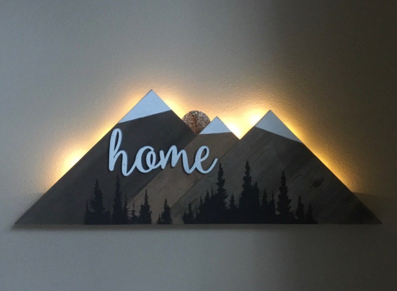 Mountain Wall Art Mountain Decor Lighted Mountain Art Etsy