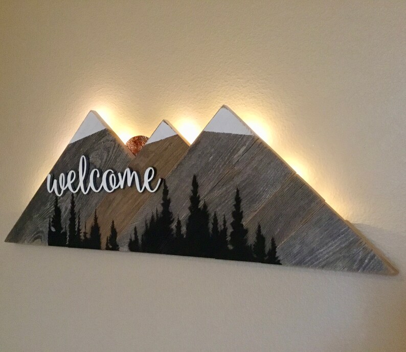 Mountain Wall Art Mountain Decor Lighted Mountain Art Etsy