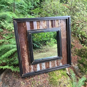 Rustic Wood And Metal Mirror,Rustic Wall Mirror, Rustic Entry Mirror, Rustic Bathroom Mirror, Rustic Home Decor, Reclaimed Wood Wall Art