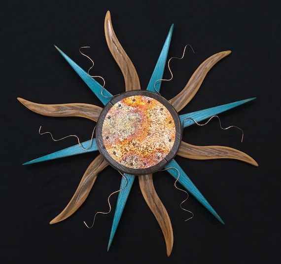 Turquoise Sun, You are my sunshine, Sun art, Sun wall decor, Sun Decor, Suncatcher, Sunshine, Wood Sun, Beach Decor, Turquoise Decor, Sun
