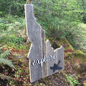 ANY STATE, FREE Shipping, Idaho Wood Sign, Idaho State Sign, Idaho State Wall Art, Kayak Decor, Kayaking Gifts, Kayak Art, State Decor