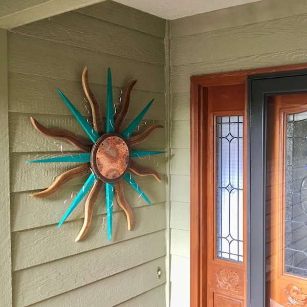 Turquoise Sun, You are my sunshine, Sun art, Sun wall decor, Sun Decor, Suncatcher, Sunshine, Wood Sun, Beach Decor, Turquoise Decor, Sun