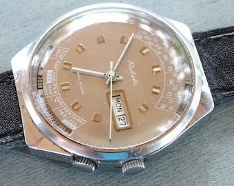 Russian watch Raketa ,Perputal calendar watch,Vintage Men&#39;s watch,Retro watch,Wristwatch,Mechanical wrist watch,Working watch,Old watch,USSR
