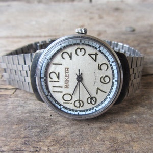 Russian Men&#39;swatch Raketa,Vintage Men&#39;s watch,Retro watch, Wristwatch,Mechanical wrist watch,Working watch,Old watch,USSR,Metal wristband