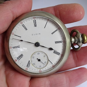 Rare  Antique Pocket Watch Elgin  1907s, Working Condition, Model Hunter, Made in USA, Retro Watch, Old Pocket Watch, Vintage men&#39;s watch