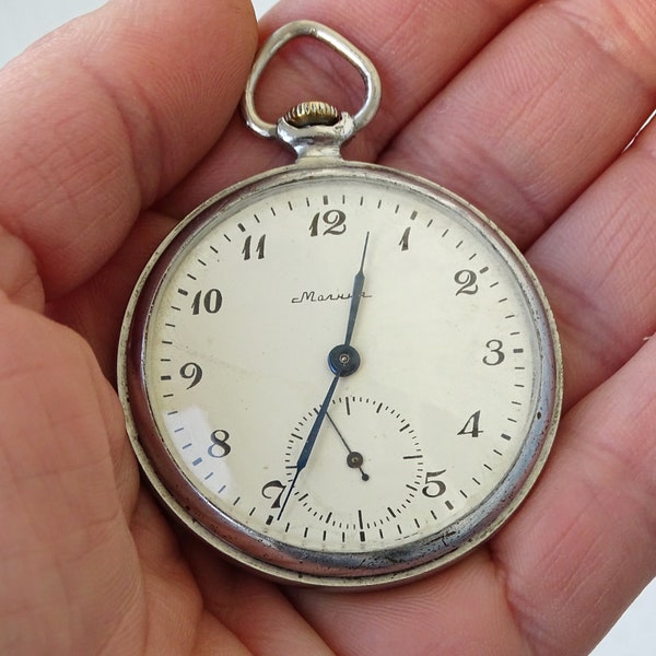 Russian Vintage pocket watch Molnia,Men's pocket watch Molnija,USSR 70s,Retro watch,Working,Soviet vintage,Old pocket watch