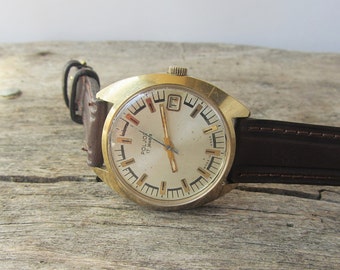 Relógio russo Poljot 17 joias, banhado a ouro, relógio masculino, relógio retrô, relógio de pulso mecânico masculino, joias vintage, vintage soviético, relógio antigo,