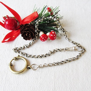 Antique pocket watch chain,Silver tone chain,Vintage watch chain,Chain for pocket watch,Pocket watch holder,Vintage jewelry