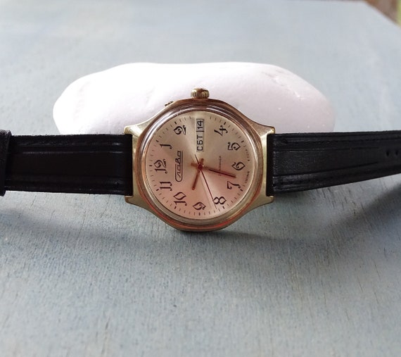 Russian watch Slava Goldplated-27jewels,Vintage M… - image 6