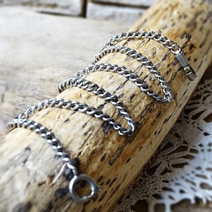 Vintage pocket watch chain,Silver tone chain,Antique watch chain,Chain for pocket watch,Pocket watch holder,Vintage jewelry