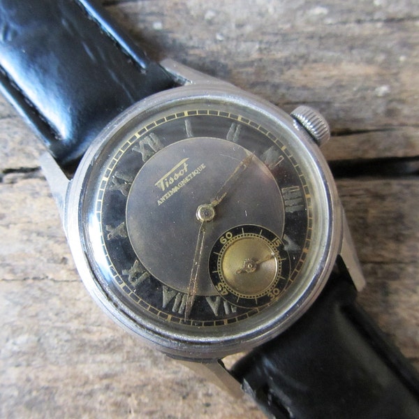 Rare Vintage Mens Watch Tissot Antimagnetique 1940 Swiss Watch Working Retro Watch Collectible Old watch Wrist Watch Mechanical Men's Watch