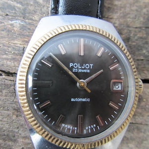 Rare Russian  watch Poljot-23 jewels, Automatic, Retro watch, Wrist watch, Working watch, Old watch, USSR, Black watch, Men&#39;s watch