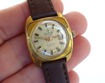 Vintage automatic ladies watch Olma 21jewels, Goldplated 20microns, Incabloc, Swisswatch, Women&#39;s wrist watch, Working, Vintage jewelry