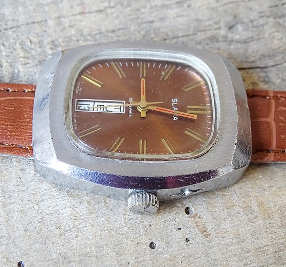 Rare Russian Watch Slava with Date and Day Vintag… - image 3