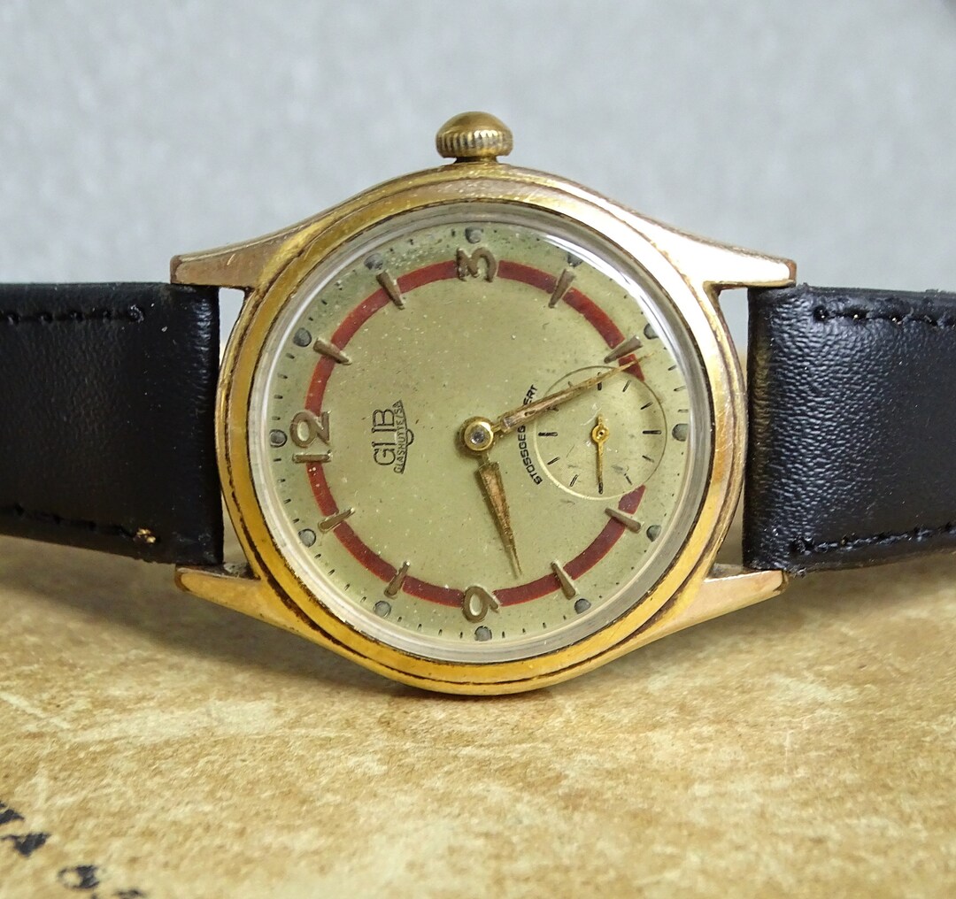Rare German Men's Watch GUB Glashutte, Goldplated Working Vintage Watch
