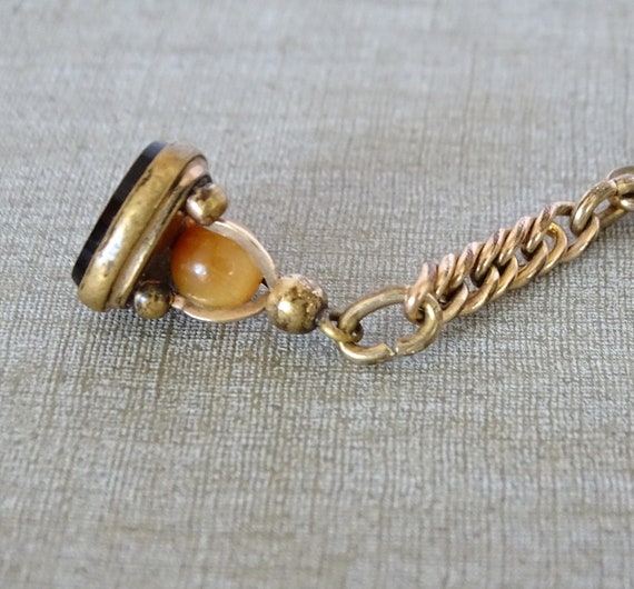 Rare Antique Pocket Watch Chain Agate and Cameo, … - image 3