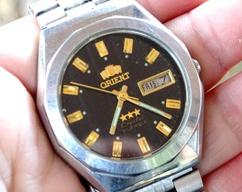 オリエント　自動巻時計　ビンテージ時計 ヴィンテージ オリエント 自動巻き腕時計 - 70年代、クリスタルガラス