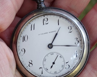 Seltene Vintage Taschenuhr J.Calame Robert, Swiss Made Taschenuhr, Arbeiteruhr, Antike Taschenuhr, Retro Uhr, Alte Uhr,