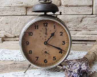 Antique German alarm clock Junghans, Vintage alarm clock, Working Antique German clock-1920, Retro mechanical clock,Collectibles gift