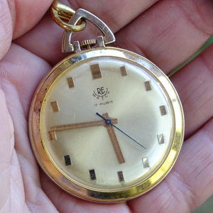 Vintage Men&#39;s  Pocket Watch RE-17rubis , Gold Plated,Ultra Thin  Working,Retro Watch, Men&#39;s Pocket Watch, Old Watch