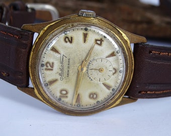 Rare montre homme vintage Mathis Nancy,Ancre-15rubis, Swiss Made 30s, État de fonctionnement, Montre rétro, Montre ancienne, Antique de collection