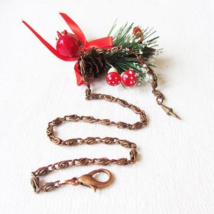 Vintage pocket watch chain,Copper tone chain,Antique watch chain,Chain for pocket watch,Pocket watch holder,Vintage jewelry