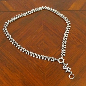 Vintage pocket watch chain,Silver tone chain,Antique watch chain,Chain for pocket watch,Pocket watch holder,Vintage jewelry