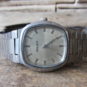 Russian Men&#39;s watch Poljot-17 jewels Silver color watch Retro watch Wrist Watch Working watch Old watch USSR Metal wristband Men&#39;s watch