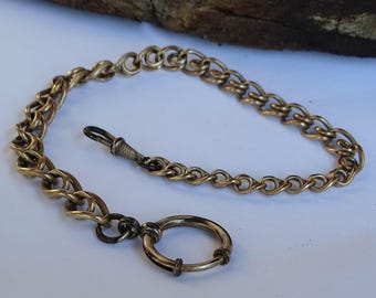 Chaîne De Montre à Gousset Fusée En Argent 17,5 Cm - Style Barbe Cassée Avec Crochet De Fixation