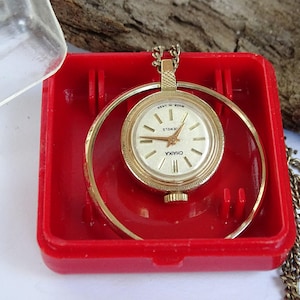 Vintage ladie&#39;s watch pendant Chaika,Gold plated women&#39;s watch,Russian watch pendant,Retro watch,Old watch,Vintage women&#39;s jewelry,USSR