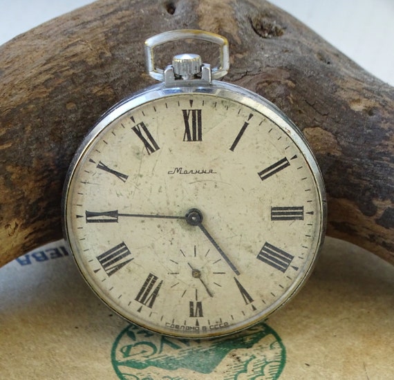 Rare Russian Pocket Watch Molnia with chain,Men's… - image 1