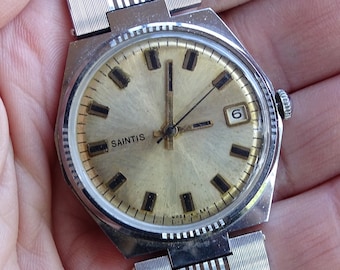 Very Rare Men&#39;s Watch Sanitis, Vintage Automatic Men&#39;s Watch, Retro watch, Mechanical watch,Working Old Watch, Date window,Collectible watch