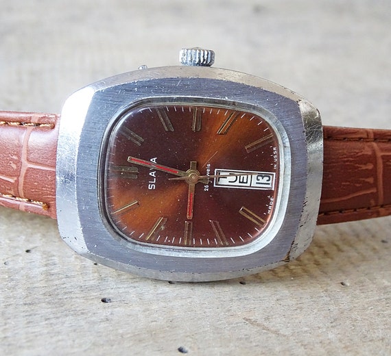 Rare Russian Watch Slava with Date and Day Vintag… - image 1