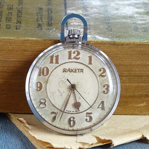 Russian Pocket Watch Raketa,Men&#39;s pocket watch,Working pocket watch,Soviet Vintage, Mechanical watch,Retro watch,USSR-80s