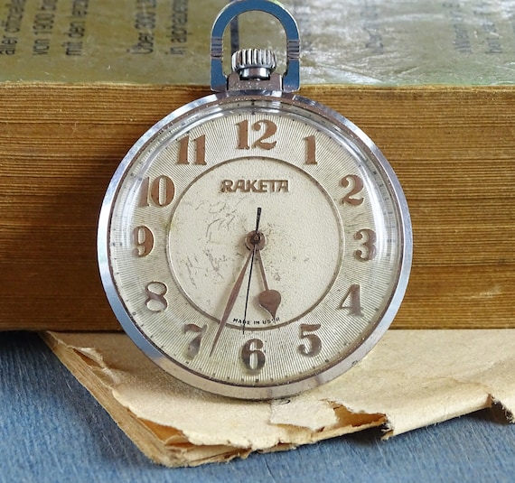 1970's RAKETA SHIP Vintage Soviet Mechanical Pocket watch
