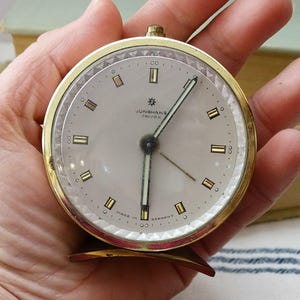 Vintage German alarm clock Junghans Trivox, Mechanical clock,Retro clock,Old clock,Working clock Antique alarm clock,Small clock