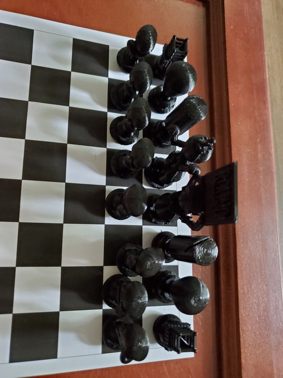 Boxing Themed 3D Printed Recycled Material Chess Board - in Red and Black