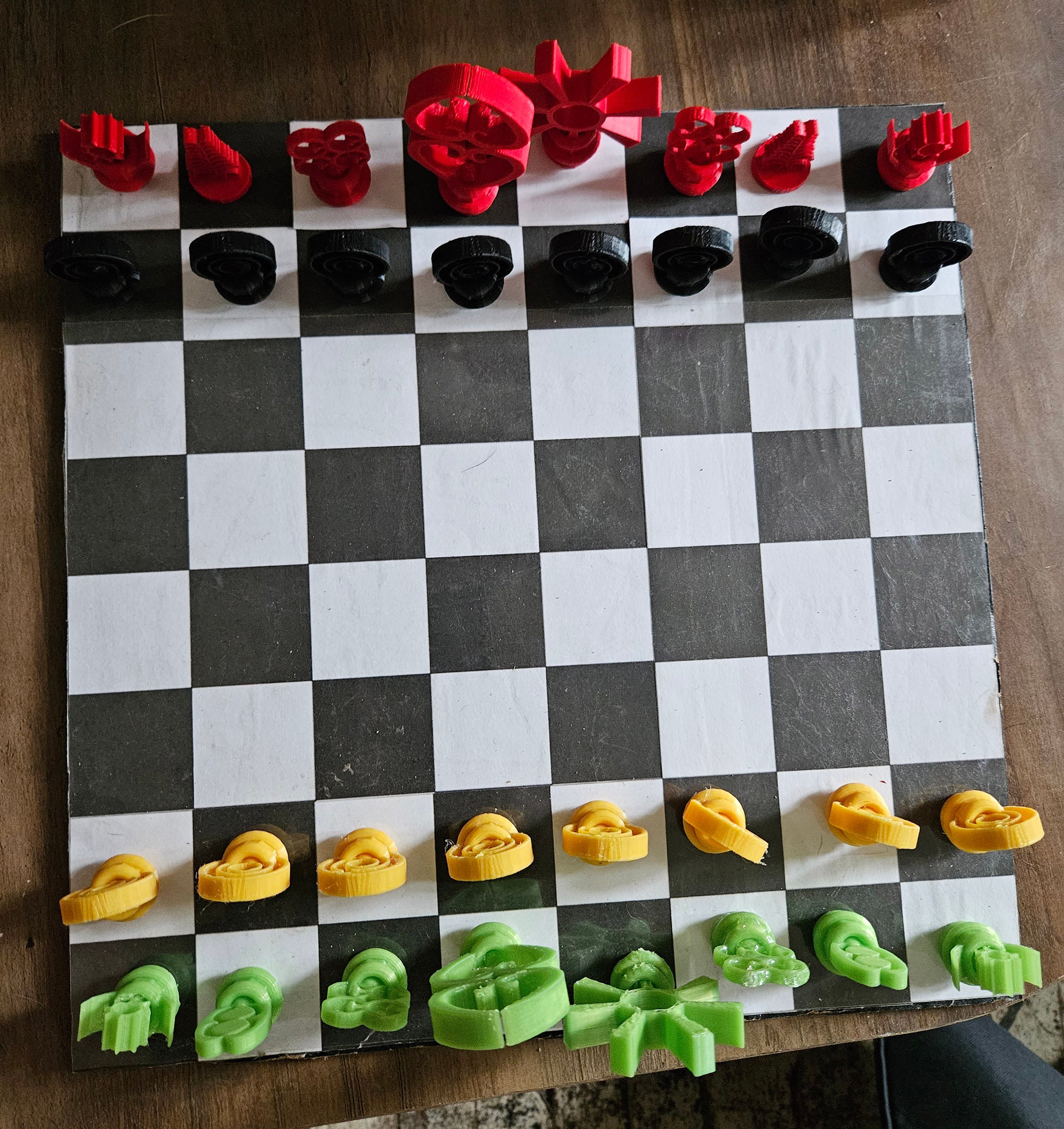 Boxing Themed 3D Printed Recycled Material Chess Board - in Red and Black