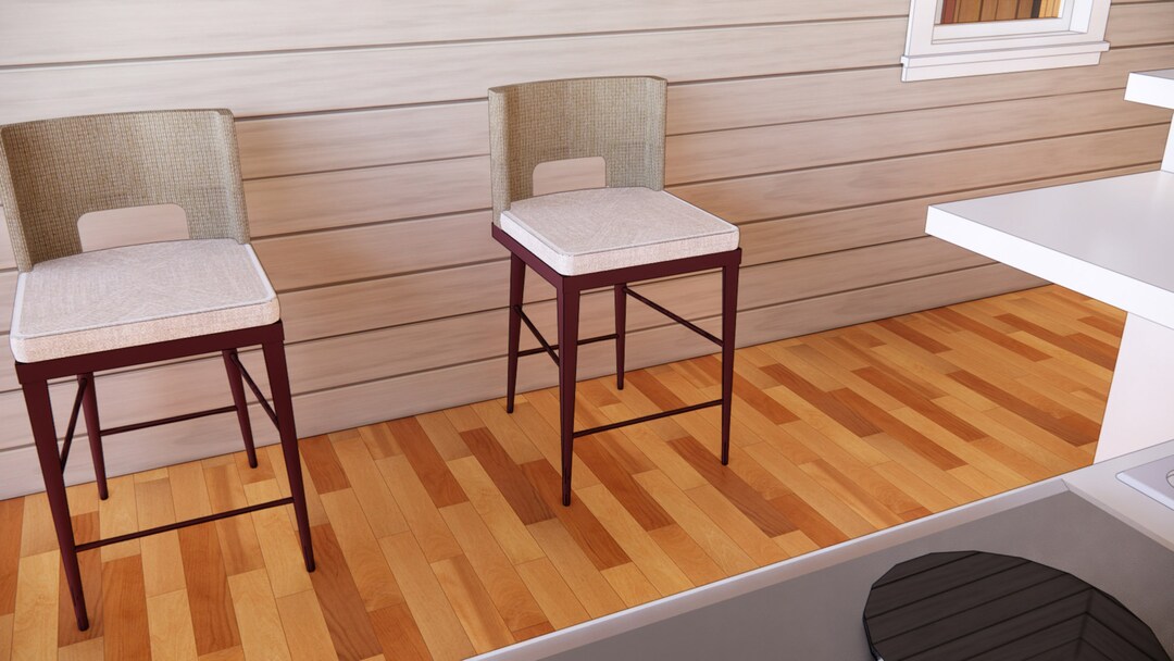 Straw Counter Stool Revit Family File Etsy