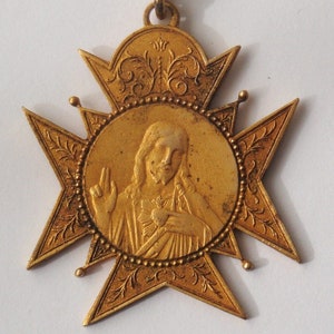 Old Religious Medal Sacred Heart  Of Jesus