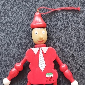 Vintage Wooden Pull-String Italian Puppet Of Pinocchio