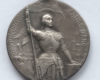 Antique Religious Solid Silver Medal St. Joan of Arc - Etsy